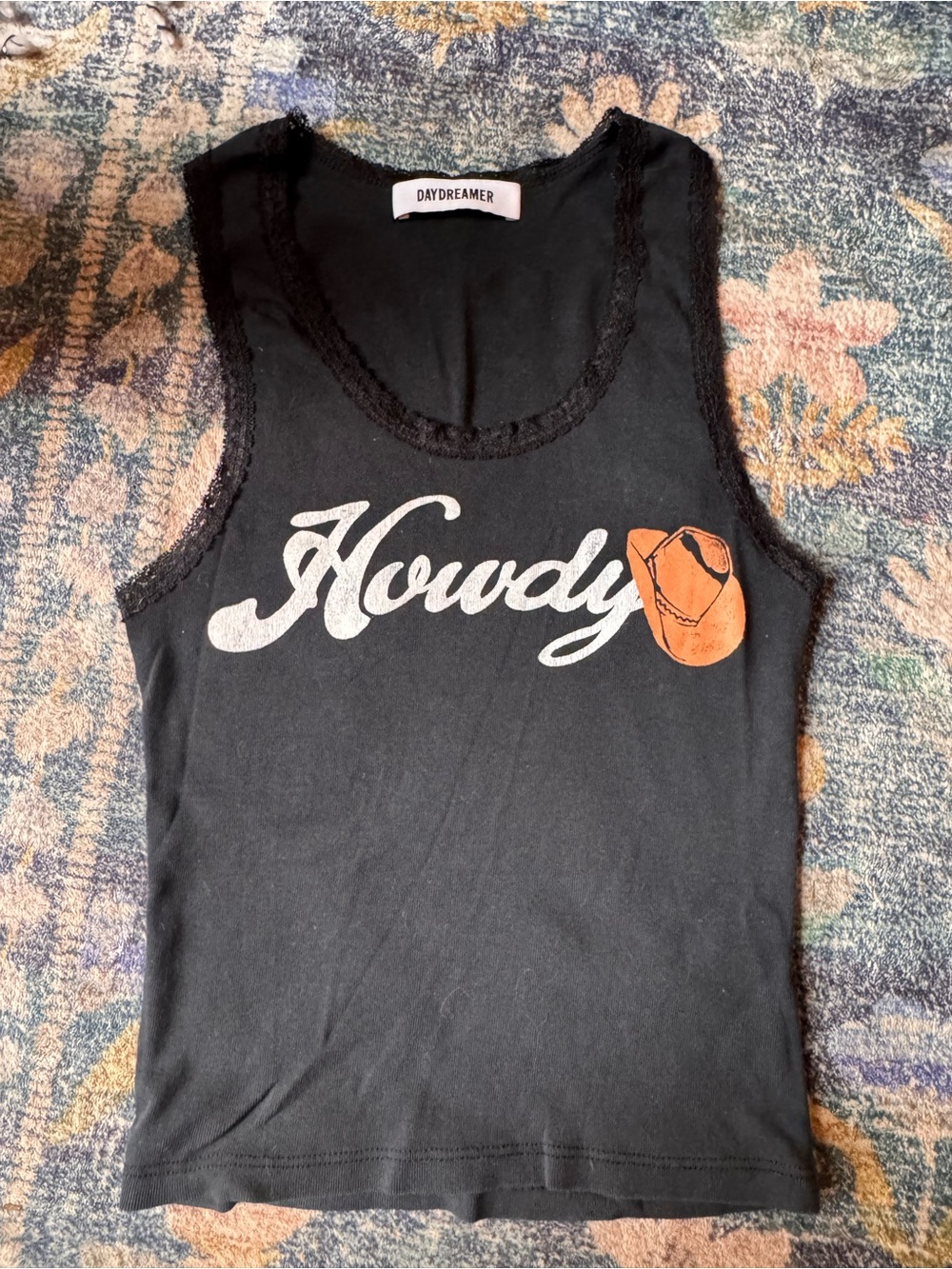 Daydreamer Black 'Howdy' Crop Tank with Script Graphic